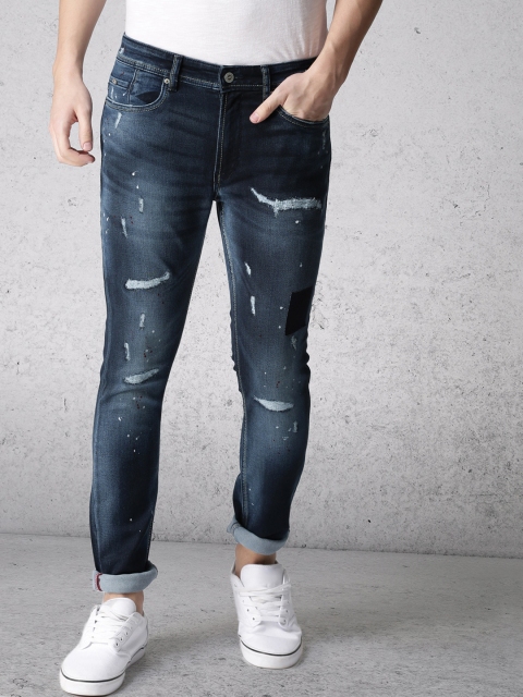 

Ecko Unltd Men Navy Blue Slim Fit Mid-Rise Mildly Distressed Stretchable Jeans