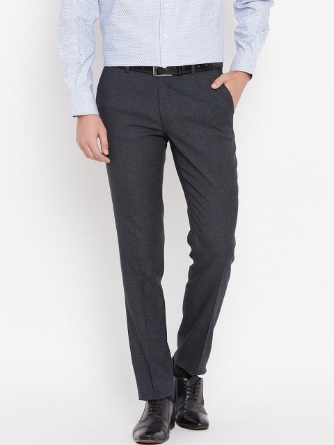 

Wills Lifestyle Men Navy Blue Skinny Fit Solid Formal Trousers