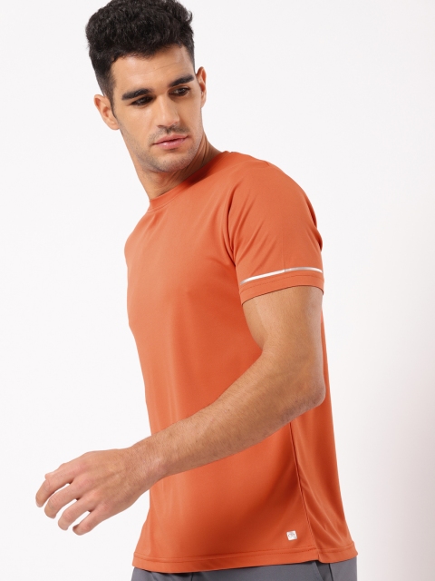 

ether e+ Men Orange Solid Round Neck T-shirt