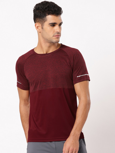 

ether e+ Men Maroon Solid Round Neck T-shirt e-Dry Technology