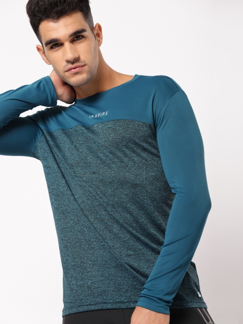 

ether e+ Men Teal Solid Round Neck T-shirt