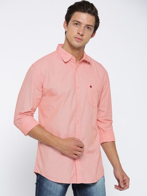 

British Club Men Peach-Coloured Regular Fit Solid Casual Shirt