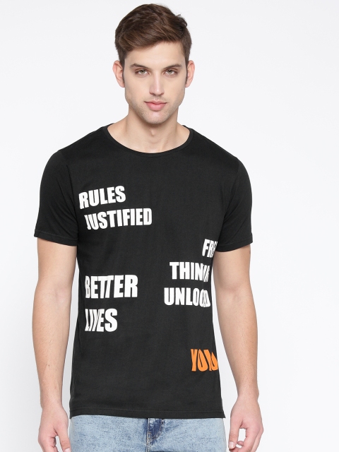 

Adamo London Men Black Printed Round Neck T-shirt