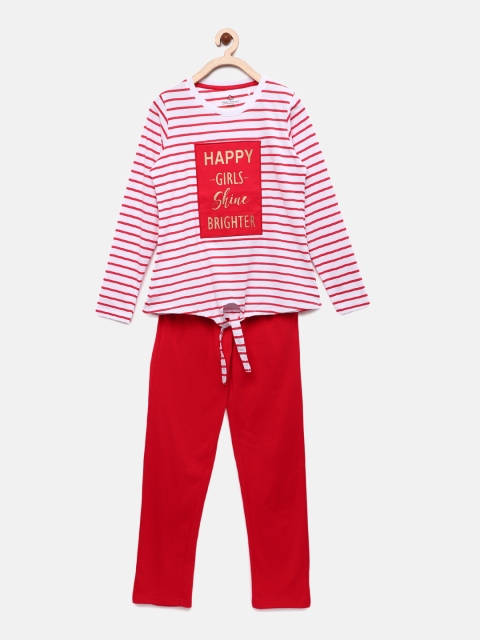 

Sweet Dreams Girls Red & White Striped Night suit