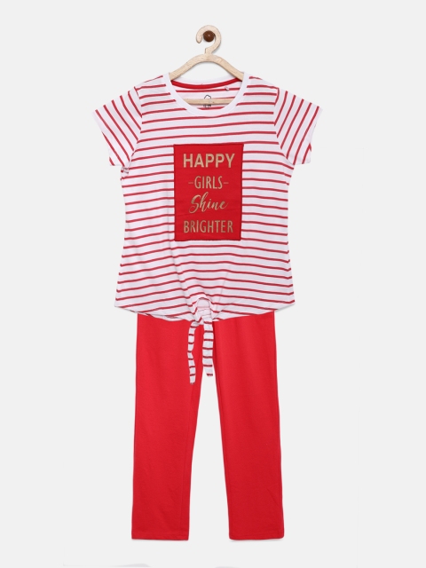 

Sweet Dreams Girls Red & White Striped Night suit