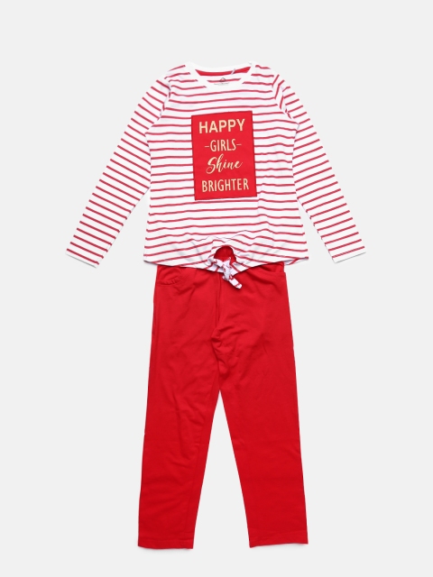 

Sweet Dreams Girls Red Striped Night suit