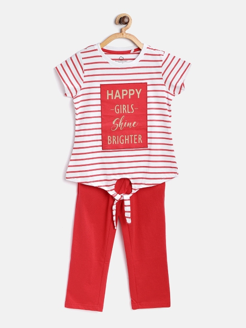 

Sweet Dreams Girls White & Red Striped Night Suit 635178