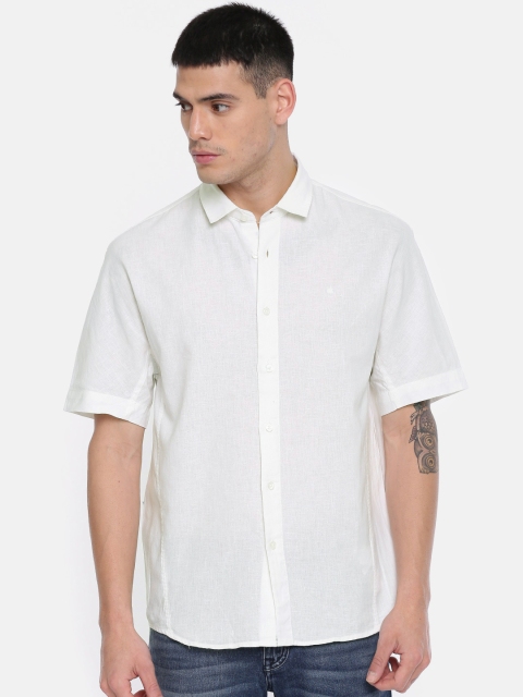 

Calvin Klein Jeans Men White Regular Fit Linen Casual Shirt