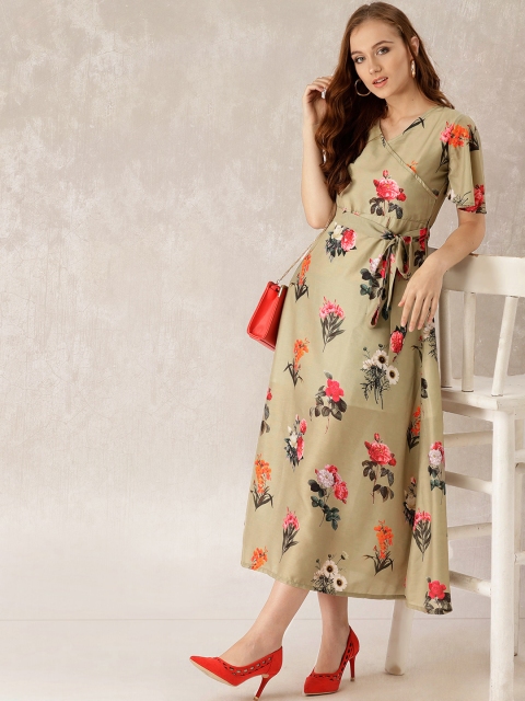 

Libas Women Green Printed Maxi Dress