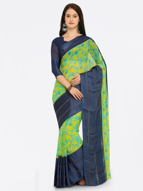 

Shaily Green Printed Satin Saree