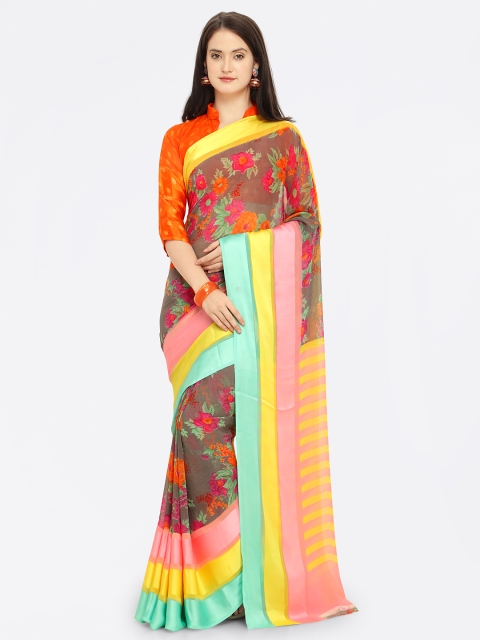 

Mitera Multicoloured Printed Satin Saree, Multi