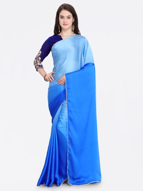 

Shaily Blue Embellished Satin Saree