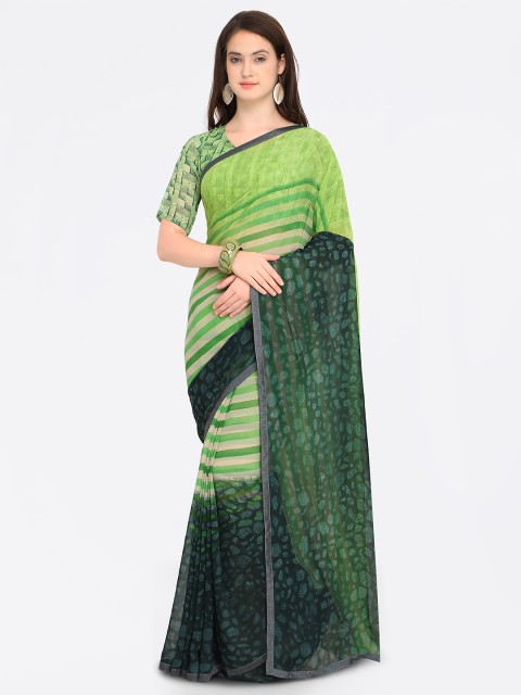 

Shaily Green & Blue Pure Georgette Printed Saree