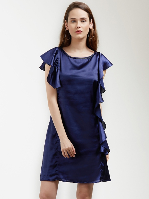 

MISH Women Navy Blue Solid A-Line Dress