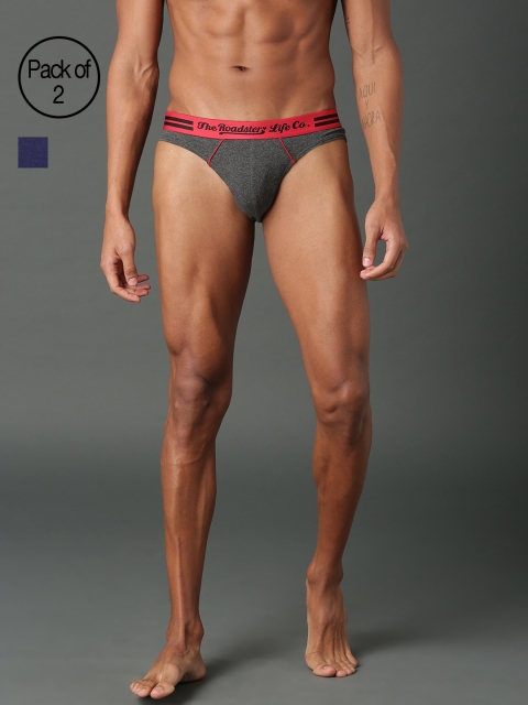 

Roadster Men Pack of 2 Ultra Durable Briefs RDST-BR-PK2-004B, Charcoal