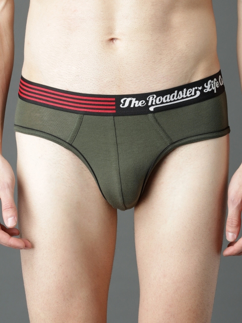 

Roadster Men Olive Green Solid Cotton Modal Ultra Soft Brief RDST-BR-PK1- 017E