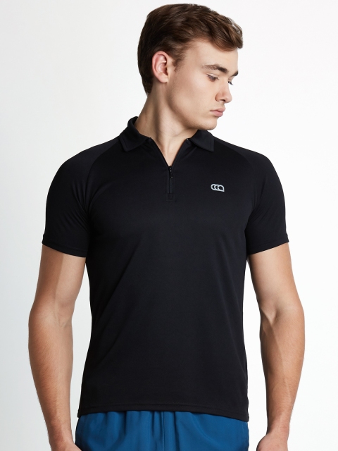 

Ajile by Pantaloons Men Black Solid Polo Collar T-shirt