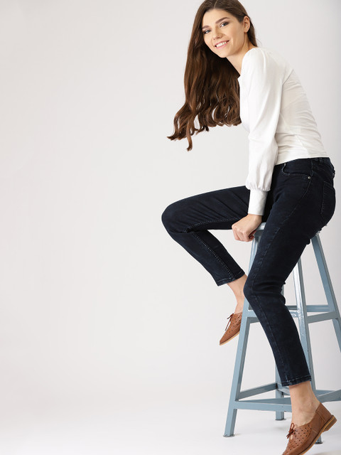 

DressBerry Women Navy Blue Skinny Fit Mid-Rise Clean Look Stretchable Jeans