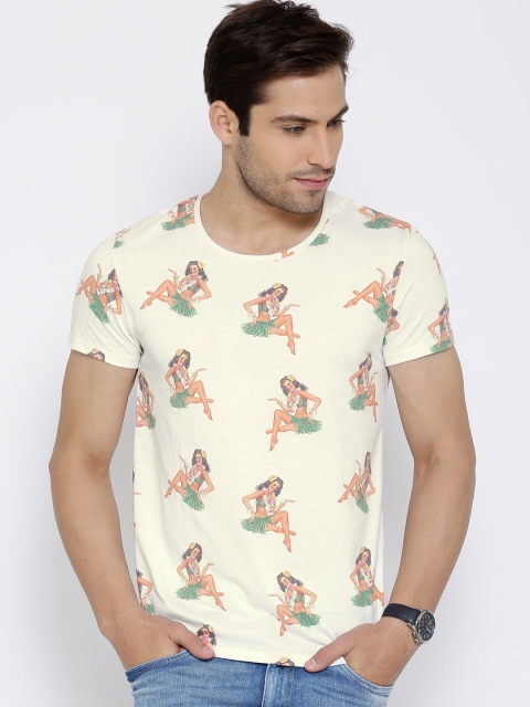 

United Colors of Benetton Off-White Printed T-shirt