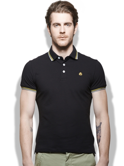 

United Colors of Benetton Men Black Polo T-shirt