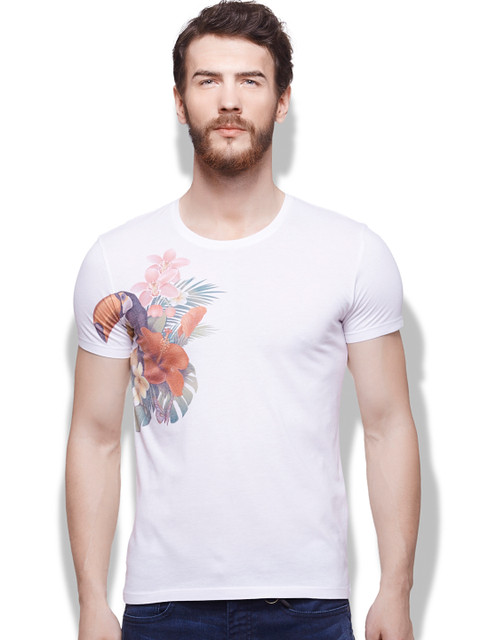 

United Colors of Benetton Men White Printed T-shirt
