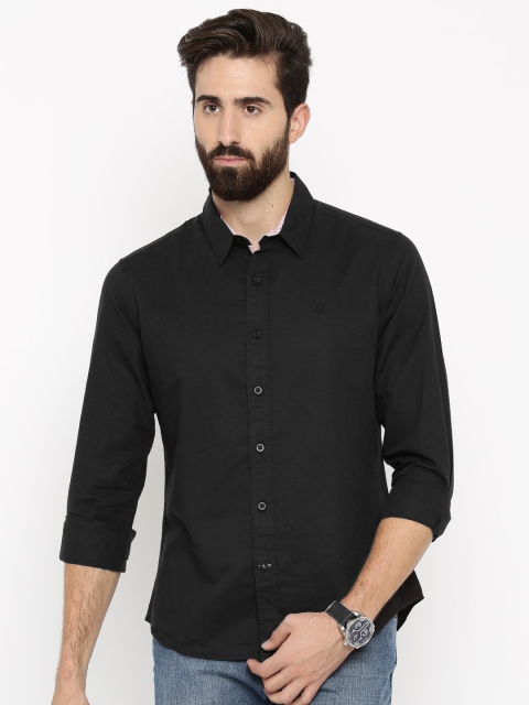 

United Colors of Benetton Black Linen Casual Shirt