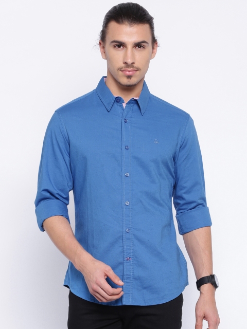 

United Colors of Benetton Blue Linen Casual Shirt