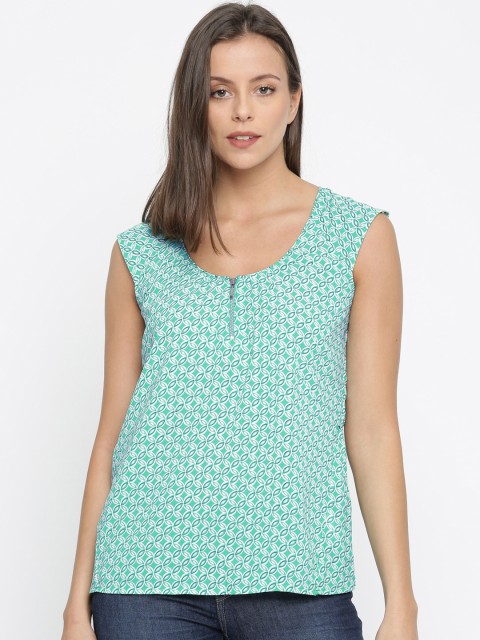 

United Colors of Benetton Women Green Printed Top