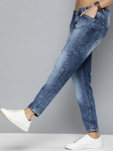 

HERE&NOW Men Blue Slim Tapered Fit Mid-Rise Clean Look Stretchable Cropped Jeans