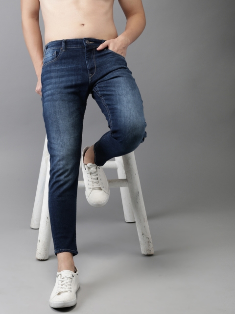 

HERE&NOW Men Blue Slim Fit Mid-Rise Clean Look Stretchable Cropped Jeans