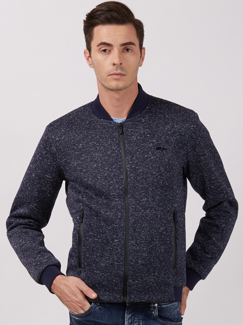 

Killer Men Navy Blue Self Design Bomber