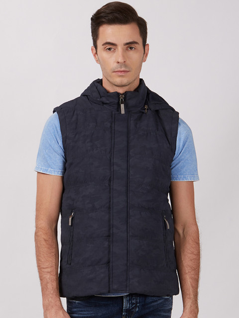 

Killer Men Navy Blue Printed Padded Jacket
