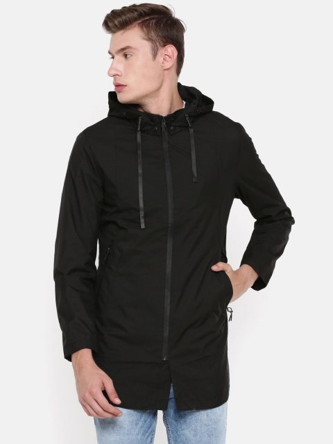 

Killer Men Black Lean Fit Solid Longline Hooded Tailored Jacket
