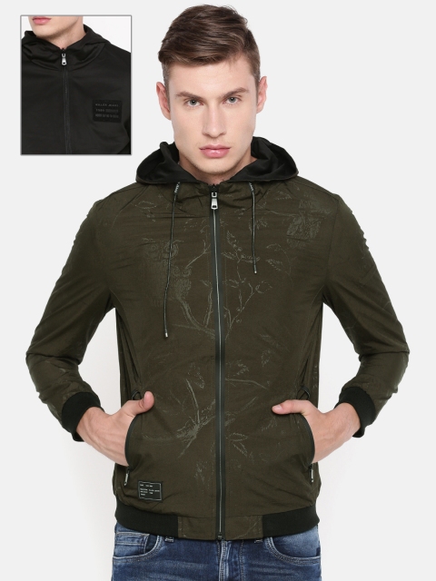 

Killer Men Olive Green & Black Printed Reversible Bomber Jacket