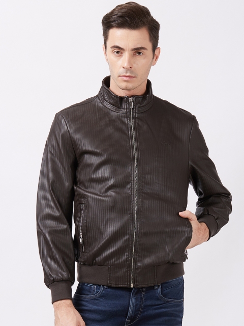 

Killer Men Coffee Brown Self Design Bomber Jacket
