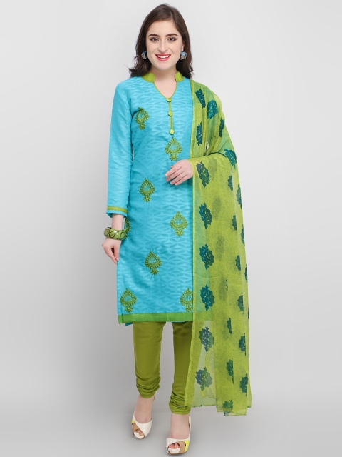 

Satrani Green & Blue Unstitched Dress Material