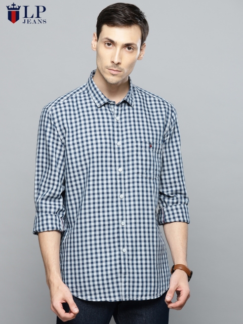 

Louis Philippe Jeans Men Blue Slim Fit Checked Casual Shirt