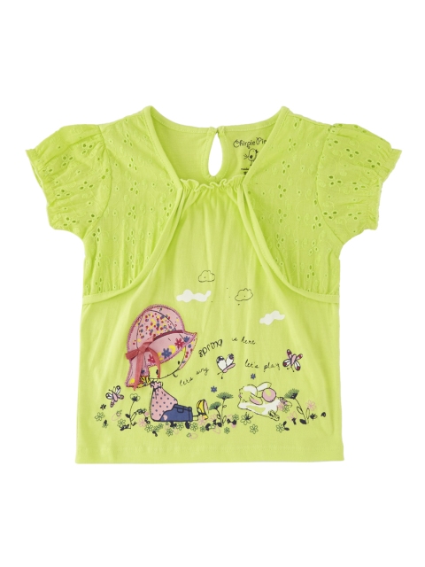 

Chirpie Pie by Pantaloons Girls Fluorescent Green Printed Round Neck T-shirt