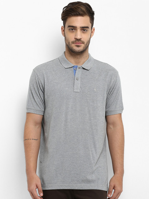 

Parx Men Grey Solid Polo Collar T-shirt