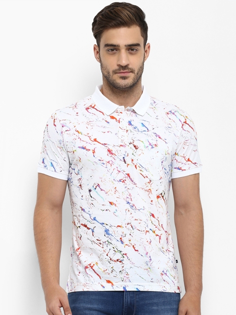 

Parx Men White Printed Polo Collar T-shirt