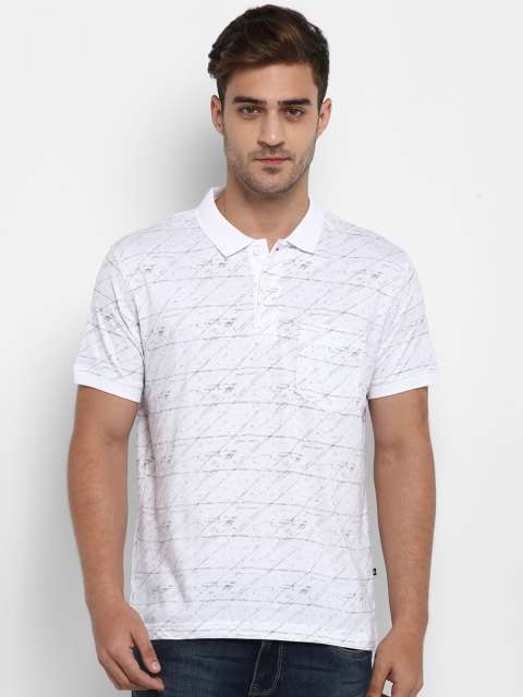 

Parx Men White Printed Polo Collar T-shirt
