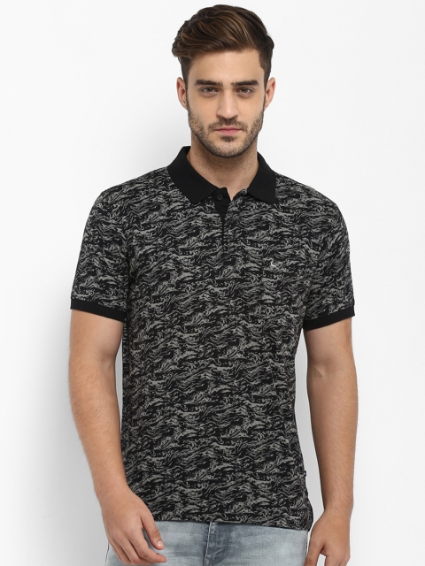 

Parx Men Black Printed Polo Collar T-shirt