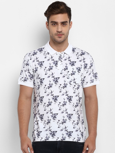 

Parx Men White & Blue Printed Polo Collar T-shirt