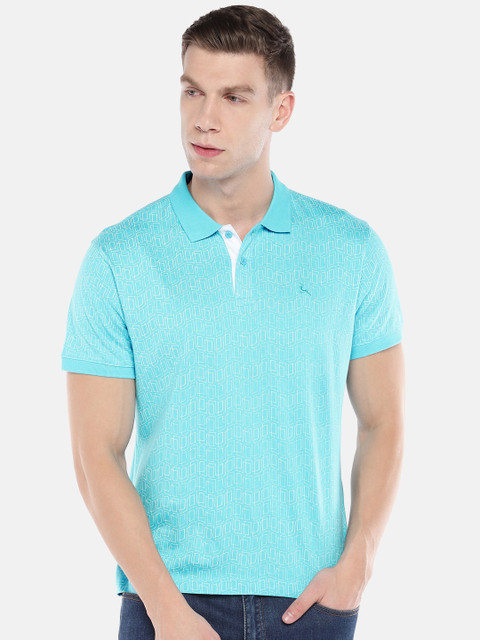 

Parx Men Blue Printed Polo Collar T-shirt