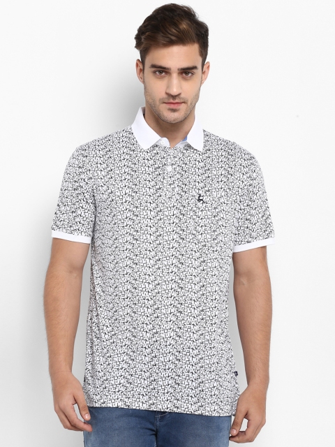 

Parx Men White & Black Printed Polo Collar T-shirt