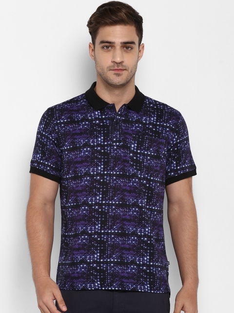 

Parx Men Blue Printed Polo Collar T-shirt