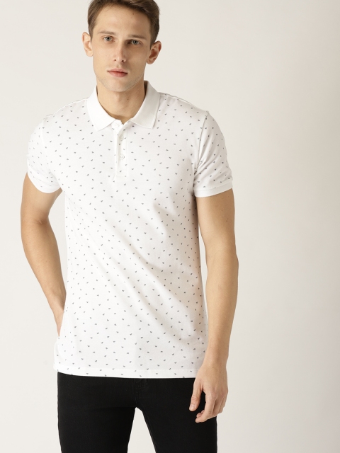 

United Colors of Benetton Men White Printed Polo Collar T-shirt