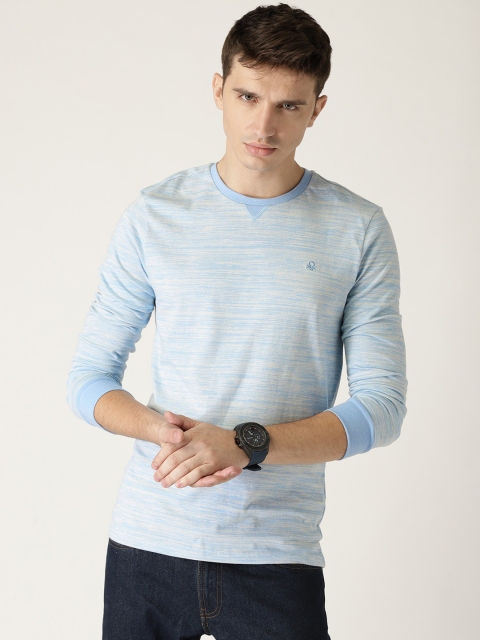 

United Colors of Benetton Men Blue Solid Round Neck T-shirt