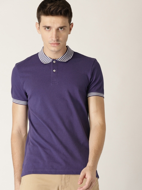 

United Colors of Benetton Men Purple Solid Polo Collar T-shirt