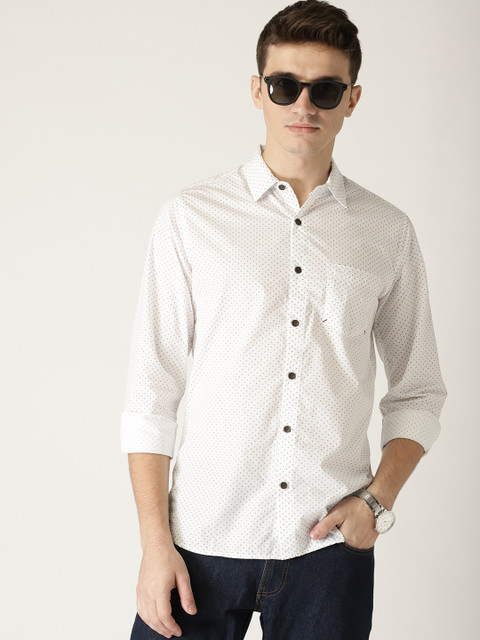 

United Colors of Benetton Men White Regular Fit Printed Casual Shirt